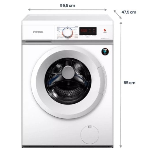 Máquina de Lavar Roupa 7 Kg 1400 rpm A Branco Display LED Bloqueio Crianças Início Diferido