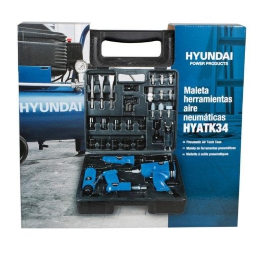 Maletín herramienta neumática Hyundai Hyatk34 con amoladora, carraca y accesorios