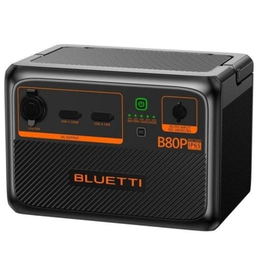 Estação de energia BLUETTI B80P 806Wh 3 portas USB Bateria LiFePO4 IP65 Recarga Solar