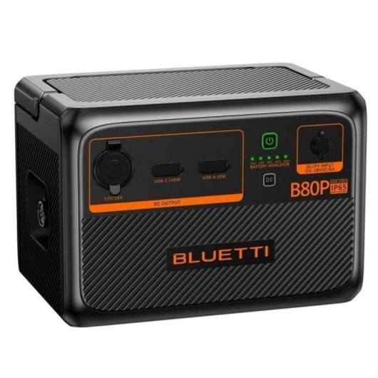 Estação de energia BLUETTI B80P 806Wh 3 portas USB Bateria LiFePO4 IP65 Recarga Solar