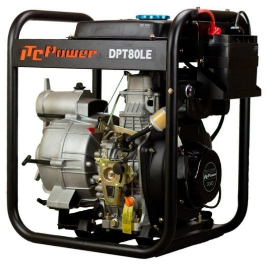 Motopompe ITCPower Dpt80le Diesel monocylindre corps aluminium aspiration eaux chargées