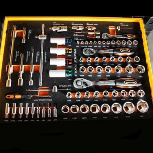 Munich Tools Lz02 Carro de Ferramentas 173 Peças Completo com Bandejas Organizadoras