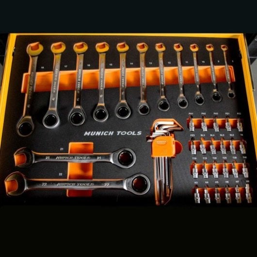 Munich Tools Lz02 Carro de Ferramentas 173 Peças Completo com Bandejas Organizadoras