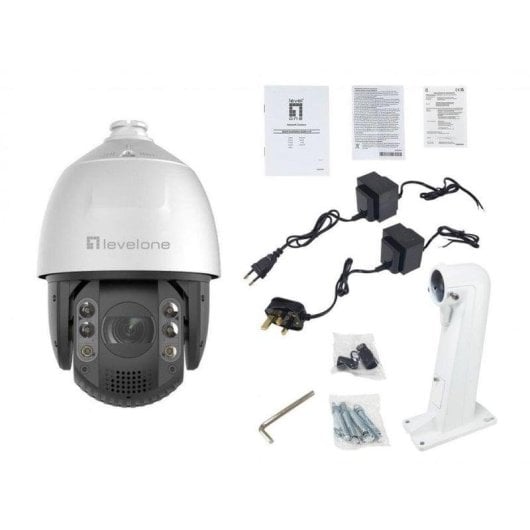 Caméra de surveillance LevelOne FCS-4072 4MP Vision Nocturne Intérieur et Extérieur Détection IA Audio Bidirectionnel