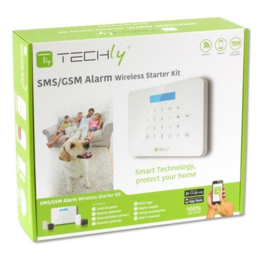 Alarme Techly I-ALARM-KIT001 Kit GSM Botões LED Sem Fio Branco ABS