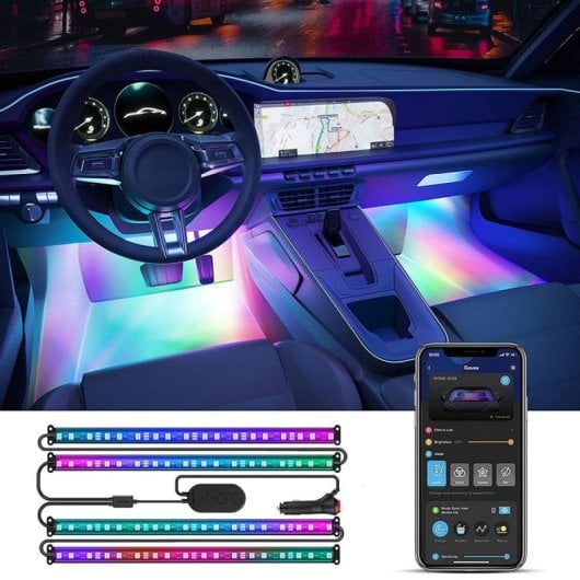 Tira LED Interior Govee RGBIC Bluetooth Transparente 30 cm Pack 4 Peças