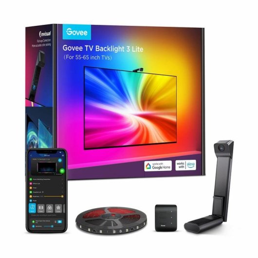 Luz de pared inteligente Govee H6099 Wi-Fi Bluetooth Negro RGB Multi 2,4 GHz 5 m para TVs de 75-85"
