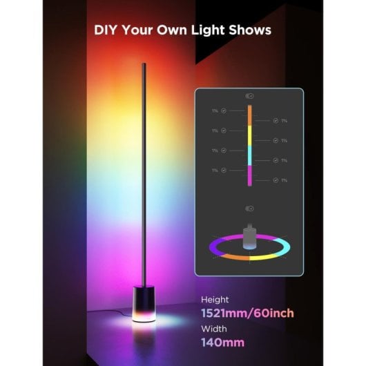 Stehleuchte Govee H607C Intelligente RGB Lichtsteuerung 1725 lm Schwarz Bluetooth