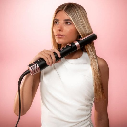 Moldeador de cabelo QUO CeramicCare 8in1 AirGlam Gyro Champagne motor brushless 8 cabeças rotação iónica