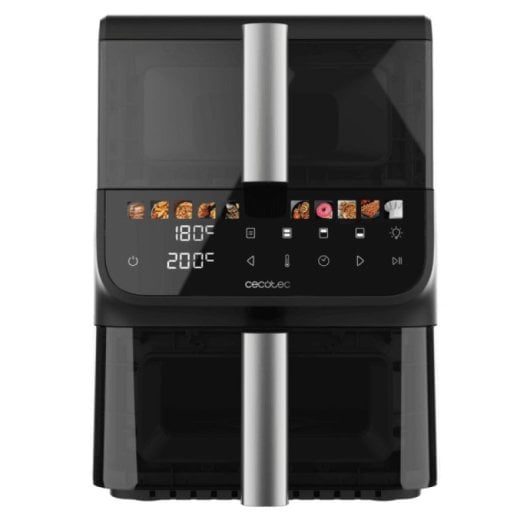 Fritadeira de ar Cecofry DuoLevel 10000 DuoSize Window 10L 2000W com ecrã tátil, 2 cubas e janela de visualização
