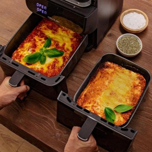 Fritadeira de ar Cecofry DuoLevel 10000 DuoSize Window 10L 2000W com ecrã tátil, 2 cubas e janela de visualização