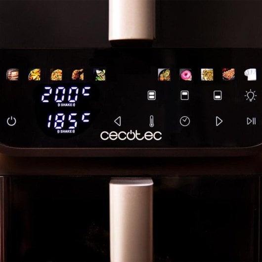 Fritadeira de ar Cecofry DuoLevel 10000 DuoSize Window 10L 2000W com ecrã tátil, 2 cubas e janela de visualização