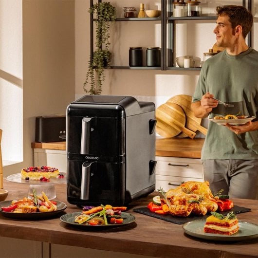 Freidora de aire Cecotec Cecofry DuoLevel 12000 Window 12L 2900W con doble cubeta y ventana