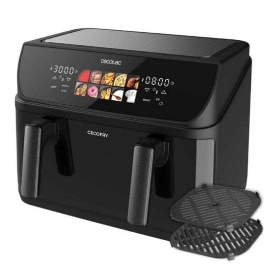 Fritadeira de Ar Cecotec Cecofry&Grill Duoheat 10000 10L 2800W Dupla Cuba Grill Pizza