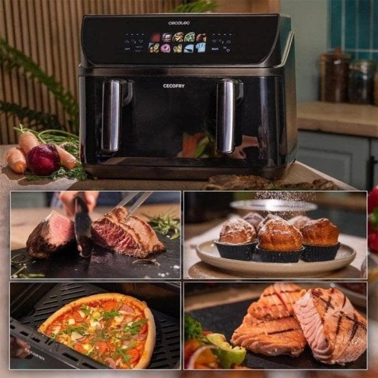 Fritadeira de Ar Cecotec Cecofry&Grill Duoheat 10000 10L 2800W Dupla Cuba Grill Pizza