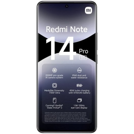 Xiaomi Redmi Note 14 Pro 5G 8/256GB Negro Medianoche Libre Versión Importada Europea