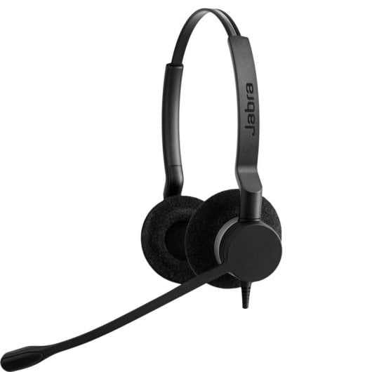 Auriculares Jabra Biz 2300 con cable QD Dúo para oficina y call center con cancelación de ruido, negro y plata
