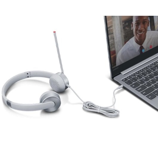 Auriculares Lenovo 100 con cable Jack 3,5 mm para oficina y call center, color plata