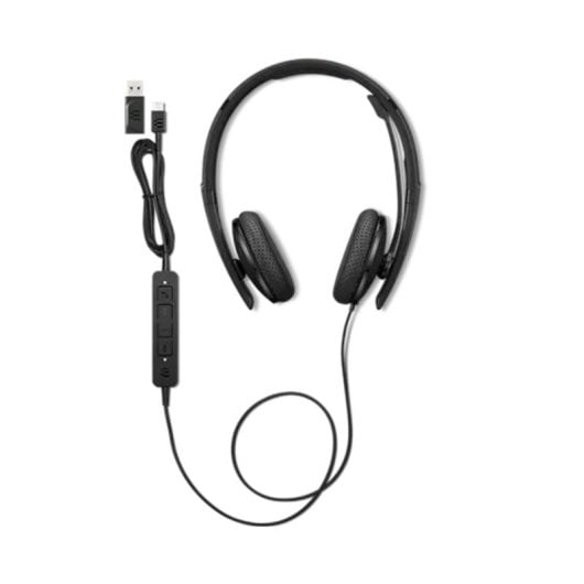 Auriculares Lenovo 4XD1M39028 com fio USB-C com Cancelamento de Ruído e microfone preto