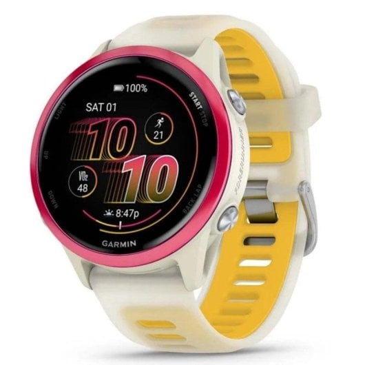 Garmin Forerunner 570 Bluetooth GPS 42mm AMOLED Blanc Jaune Étanche 5ATM SpO2 Pulsomètre