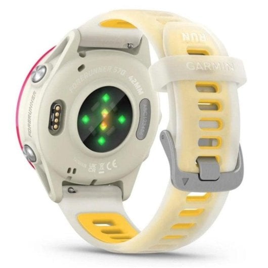Garmin Forerunner 570 Bluetooth GPS 42mm AMOLED Blanc Jaune Étanche 5ATM SpO2 Pulsomètre