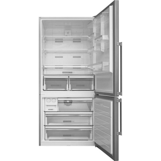 Kühlschrank Combi Whirlpool W84BE 72 X 2 N No Frost 186 cm 588 L E Edelstahl Eiswürfelspender