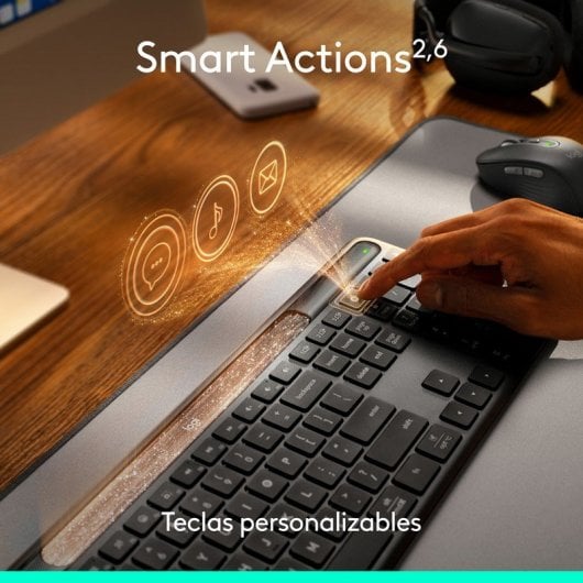 Teclado de membrana Logitech Signature Slim Solar+ Layout ES sem fio solar Bluetooth grafite