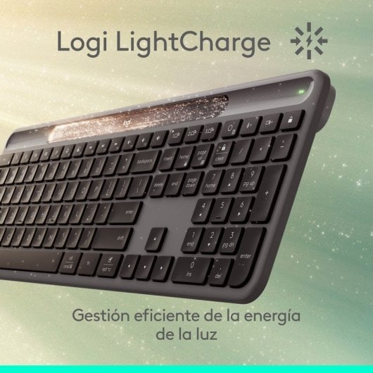 Teclado de membrana Logitech Signature Slim Solar+ Layout ES sem fio solar Bluetooth grafite