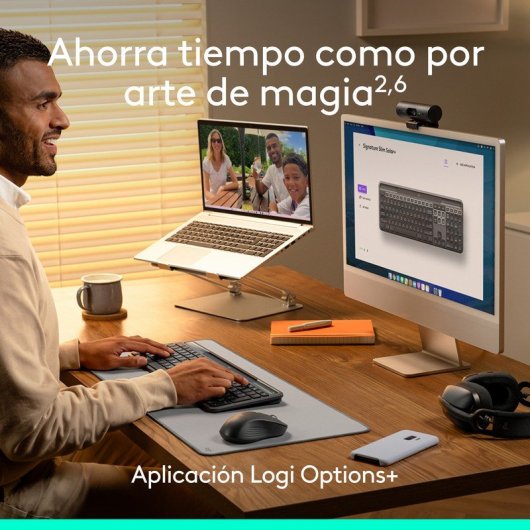 Teclado de membrana Logitech Signature Slim Solar+ Layout ES sem fio solar Bluetooth grafite