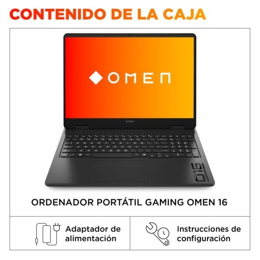 Portátil HP OMEN 16-ap0033ns 16" AMD Ryzen 9 8940HX 32GB 1TB SSD RTX 5060 8GB FreeDOS Negro
