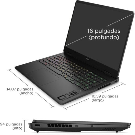 Portátil HP OMEN 16-ap0033ns 16" AMD Ryzen 9 8940HX 32GB 1TB SSD RTX 5060 8GB FreeDOS Negro