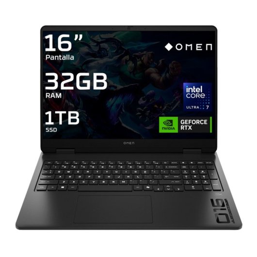 Portátil HP OMEN 16-an0002ns 16" Intel Core Ultra 7 255H 32GB 1TB SSD RTX 5060 8GB Shadow Black
