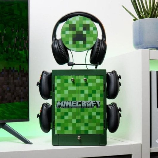 Torre de juegos y soporte de carga Numskull Games 153448 Minecraft Locker Verde Universal