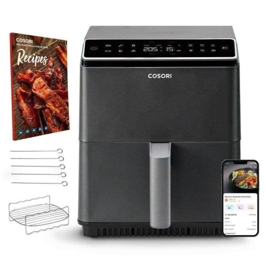 Airfryer Cosori Dual Blaze 6,4L 1700W Dubbele Verwarming 12 Programma's Wi-Fi
