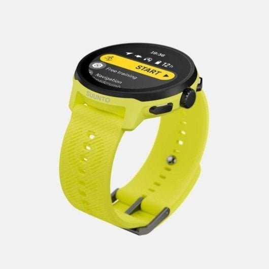Suunto Run Bluetooth GPS 46mm AMOLED Boîtier Noir Bracelet Jaune M Étanche 50m SpO2 Pulsomètre