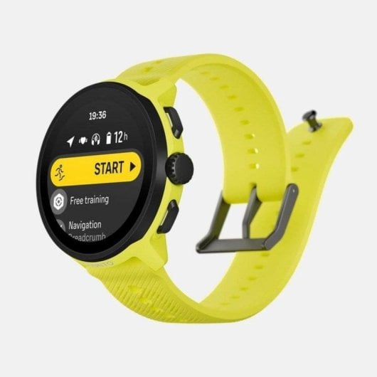 Suunto Run Bluetooth GPS 46mm AMOLED Boîtier Noir Bracelet Jaune M Étanche 50m SpO2 Pulsomètre