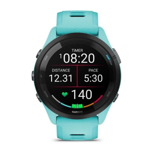 Garmin Forerunner 265 Bluetooth GPS 46mm AMOLED Preto/Azul Tamanho Único Resistente à Água 5ATM SpO2 Pulsómetro Monitor de Sono