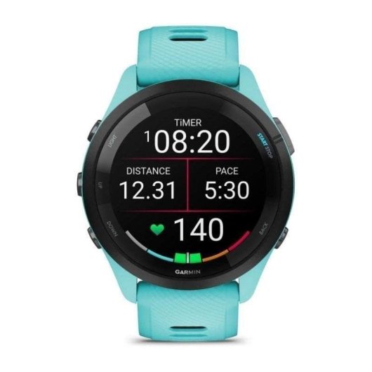 Garmin Forerunner 265 Bluetooth GPS 46mm AMOLED Noir Turquoise Résistance 5ATM SpO2