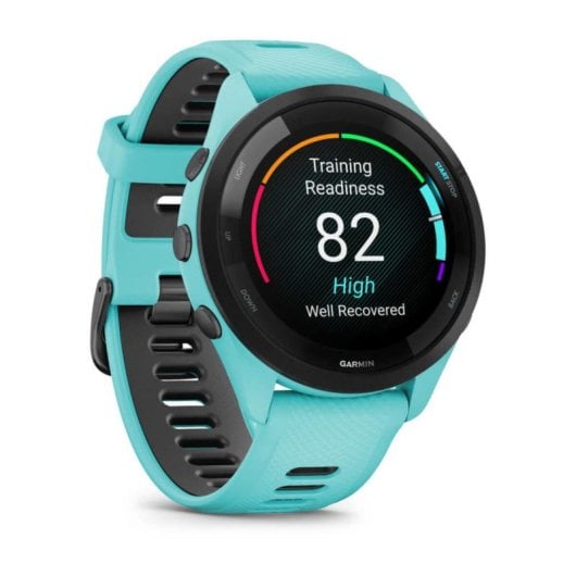 Garmin Forerunner 265 Bluetooth GPS 46mm AMOLED Preto/Azul Tamanho Único Resistente à Água 5ATM SpO2 Pulsómetro Monitor de Sono