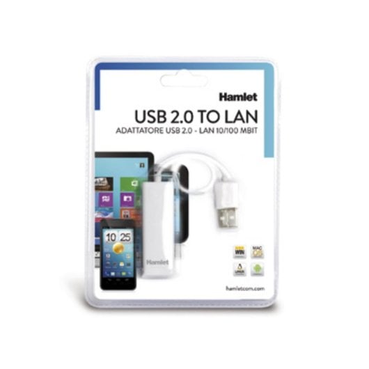 Tarjeta de Red Hamlet HNU2F100 USB 100 Mbps Alámbrica Compacta Blanco