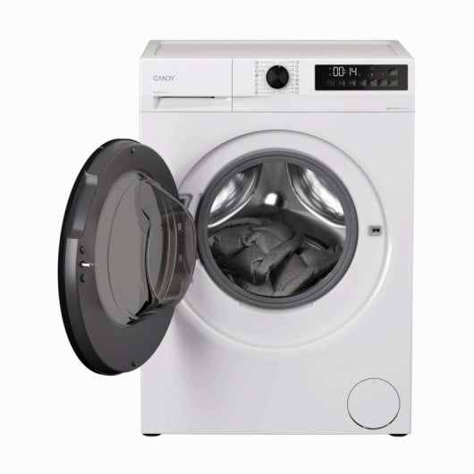 Máquina de Lavar e Secar Roupa Candy 9kg A GWD 496B8-S com motor inverter, programas rápidos e vapor
