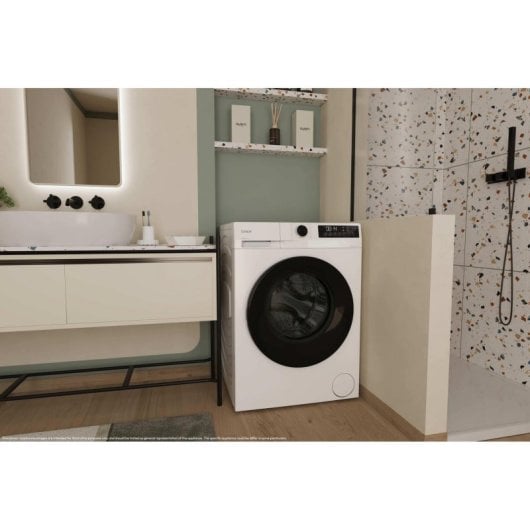 Máquina de Lavar e Secar Roupa Candy 9kg A GWD 496B8-S com motor inverter, programas rápidos e vapor