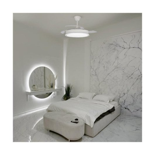 Ventoinha de Teto CristalRecord SuperEco Retratil LED 9000lm 45W 3 CCT Branco