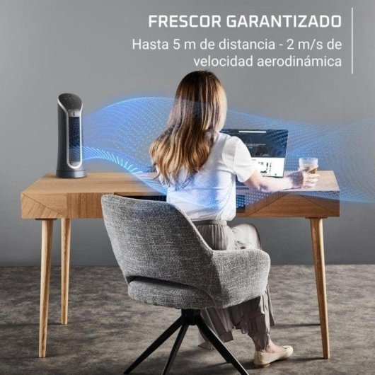 Ventilador Torre Rowenta Eole Compact VU6220F0 11W 6 Velocidades Silencioso Temporizador LED