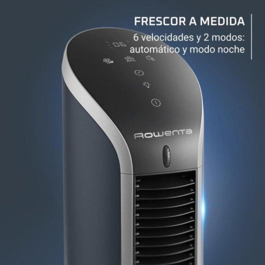 Ventilador Torre Rowenta Eole Compact VU6220F0 11W 6 Velocidades Silencioso Temporizador LED