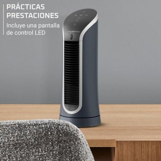 Ventilador Torre Rowenta Eole Compact VU6220F0 11W 6 Velocidades Silencioso Temporizador LED