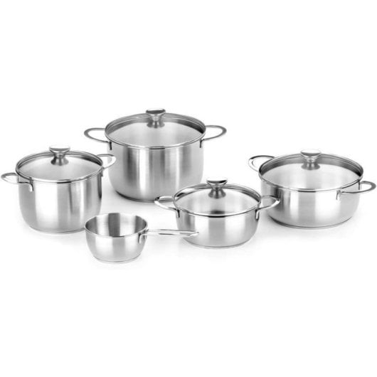 Kochtopfset BRA A399908 Ancora Edelstahl 5-teilig mit Glasdeckel Induktion