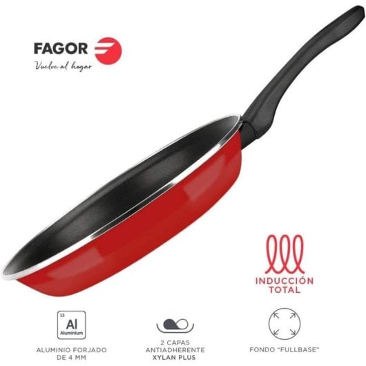 Batería de cocina Fagor Máxima 5 piezas rojo aluminio forjado antiadherente