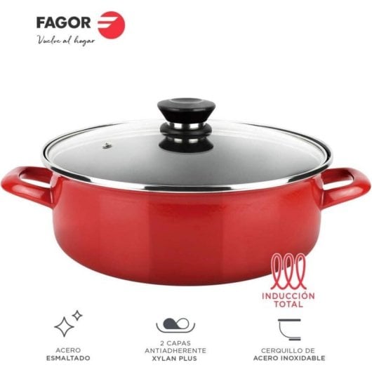 Batería de cocina Fagor Máxima 5 piezas rojo aluminio forjado antiadherente