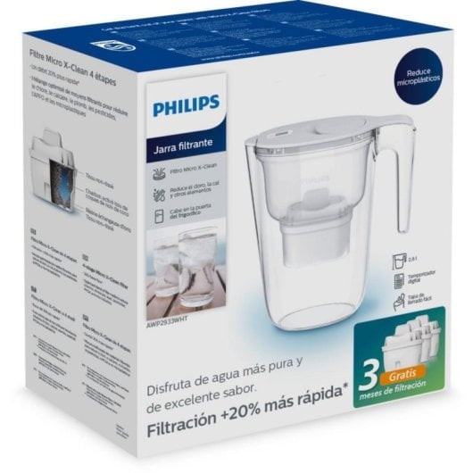 Jarra Philips AWP2933WHT3 Microclean X Pantalla 3 Cartuchos Blanco Transparente